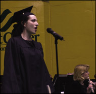 The Alma Mater being sung at graduation