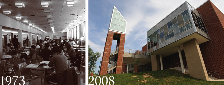 Dining Halls: The Ordinary in 1973, and Southside in 2008