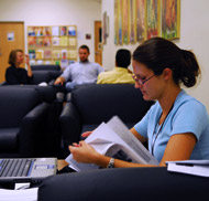 Students studying in Hazel Hall